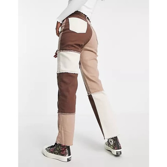 Hollister Ultra High Waisted Patched Denim Dad Jean Brown  Women’s Size 25 - Picture 2 of 9